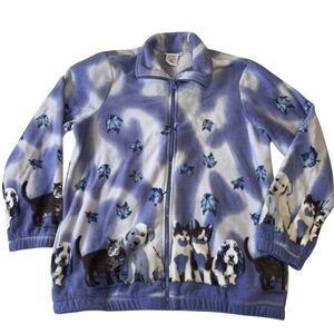 Vintage Blair Dogs and Cats Fleece Zippered Jacket (M) Grandmacore